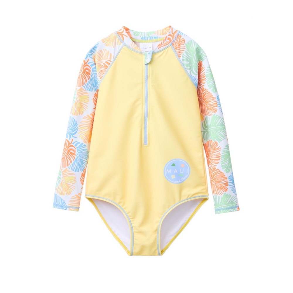 Zara Kids Yellow Rashguard with Floral Sleeves